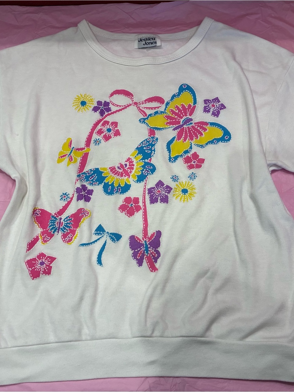 Jessica Jones Women's Top White Crewneck Short Sleeve Graphic Vintage 80s Sz M